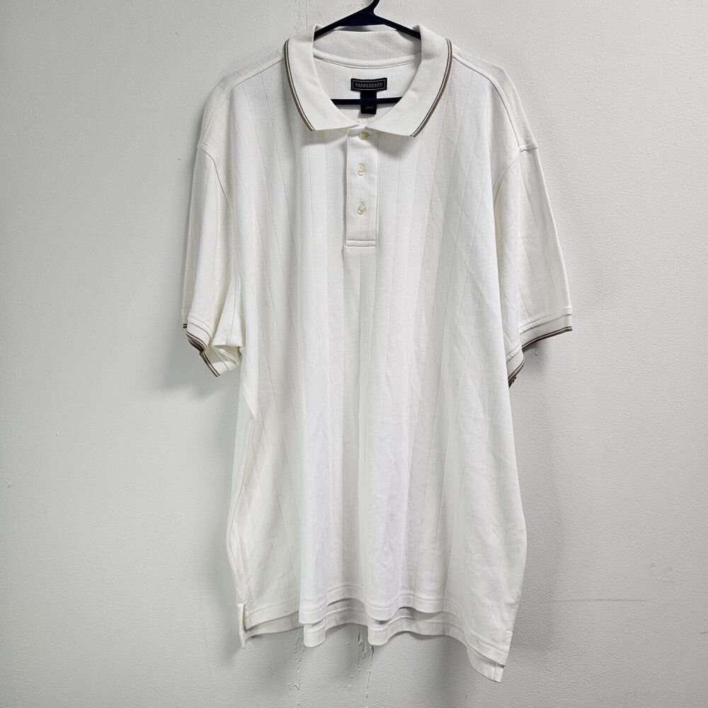 Saddlebred Polo Shirt Men Size 2XL White Casual Comfort Golf Summer